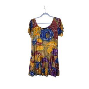 Jams World Floral Womens Dress Size XL Short Sleeve Multicolor Boho Style